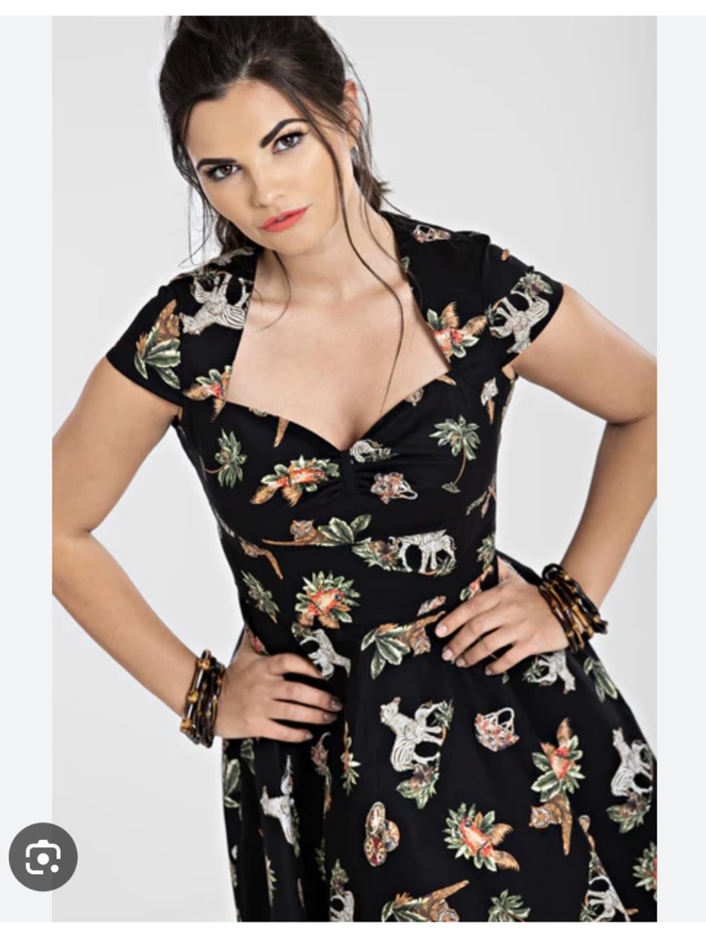 Hell Bunny Black Dress with Floral and Animal Print